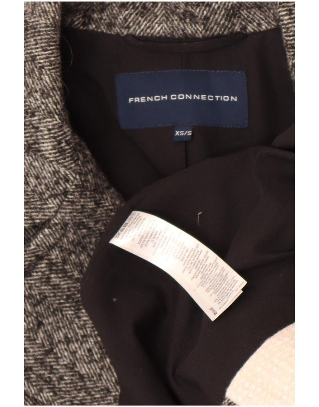 French Connection Abrigo cruzado para mujer UK 6 XS Bloque de color gris
