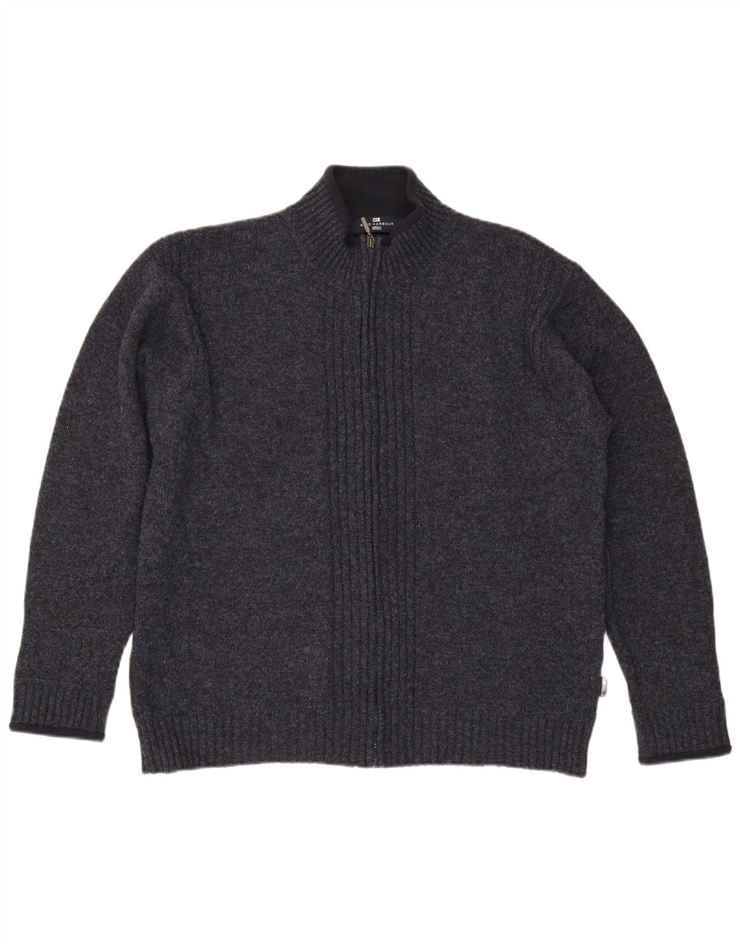 Marks & Spencer Suéter tipo cárdigan azul Harbor para hombre, tamaño grande, moteado en azul marino