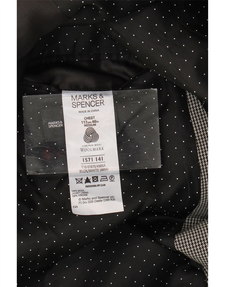 Marks & Spencer Chaqueta tipo blazer de 2 botones para hombre UK 46 3XL Lana de pata de gallo gris