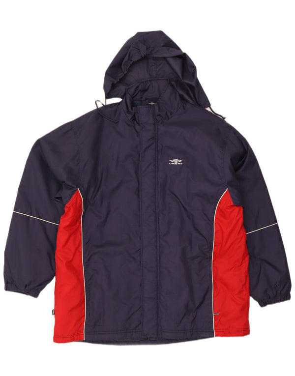Umbro Abrigo cortavientos con capucha para hombre UK 42 XL Azul marino Colorblock Nylon