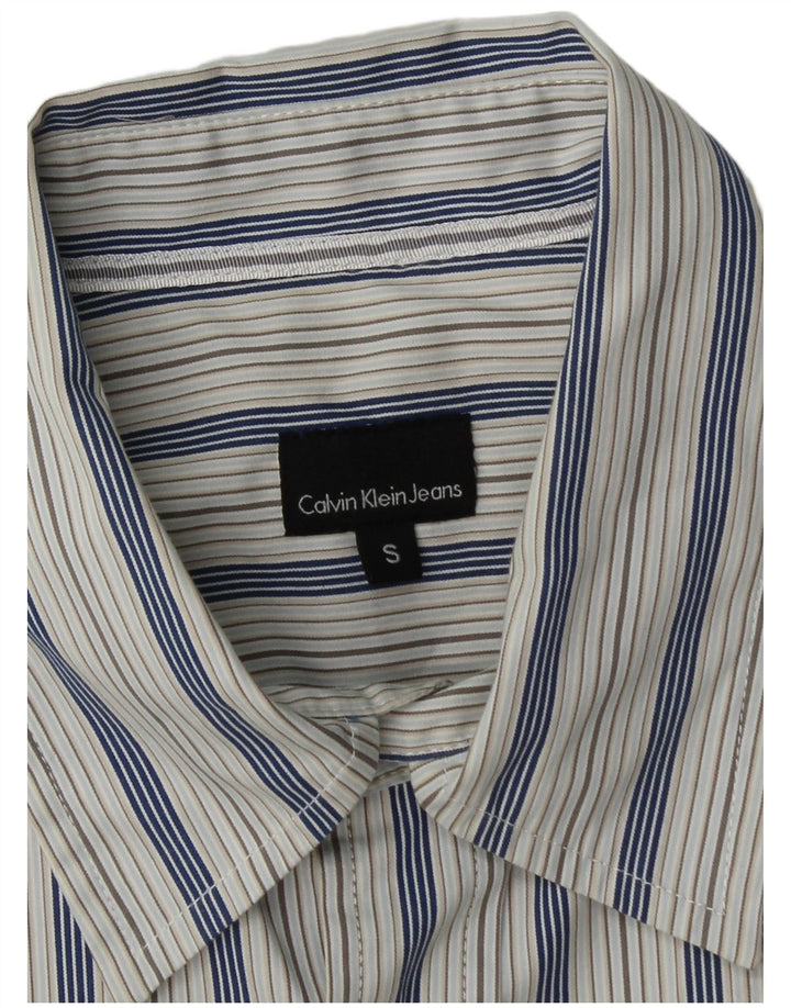 Camisa Calvin Klein Jeans Hombre Algodón Rayas Azul Pequeña