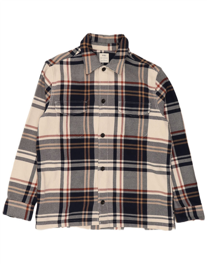 Marks & Spencer Camisa de franela para hombre, talla grande, cuadros multicolores