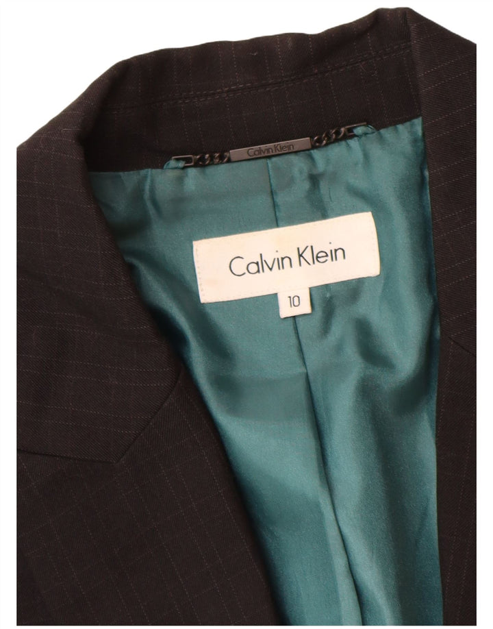Calvin Klein Chaqueta Blazer para Mujer UK 10 Small Black Check Poliéster