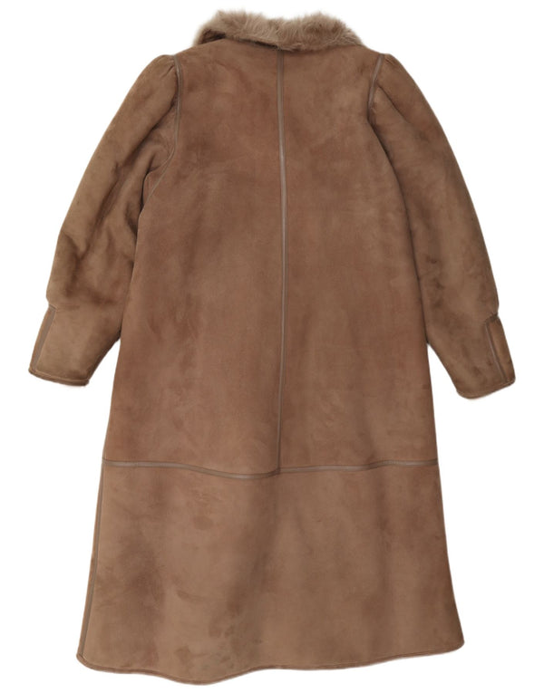 Abrigo de piel de oveja vintage para mujer IT 42 Marrón medio