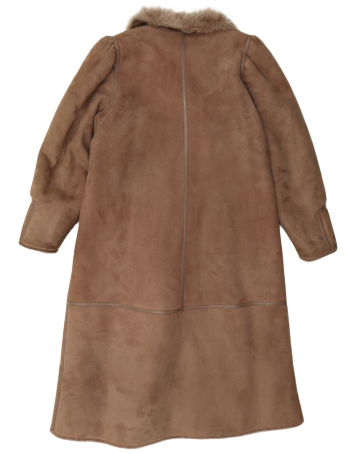 Abrigo de piel de oveja vintage para mujer IT 42 Marrón medio