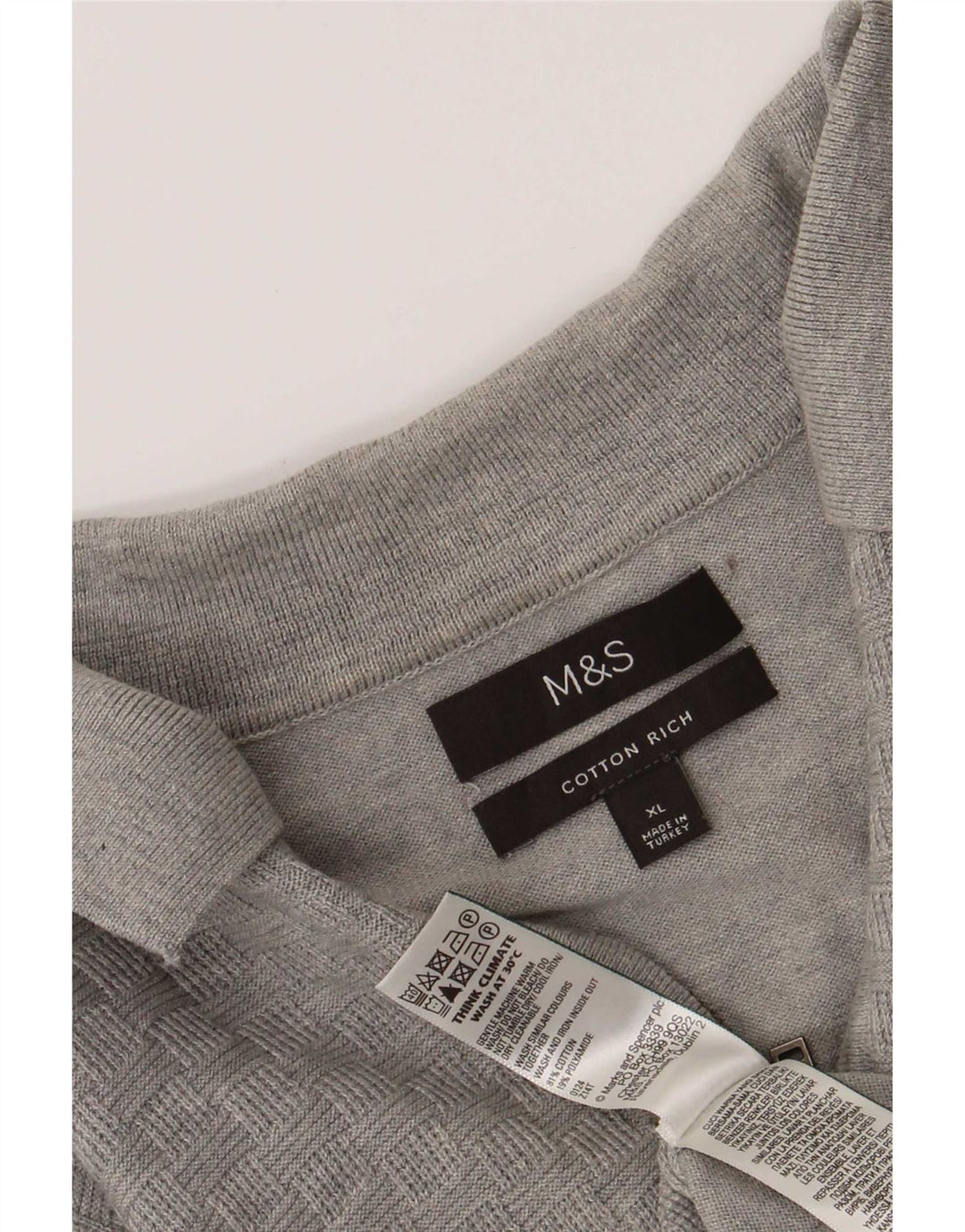 Marks & Spencer Jersey con cuello tipo polo para hombre XL Algodón gris