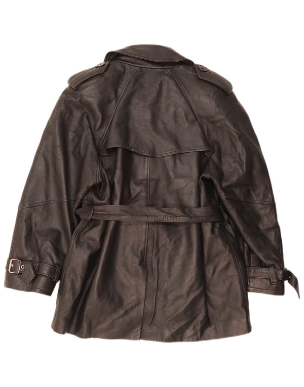 Vintage mujeres militar suelta ajuste doble pecho chaqueta Reino Unido 10 pequeño negro
