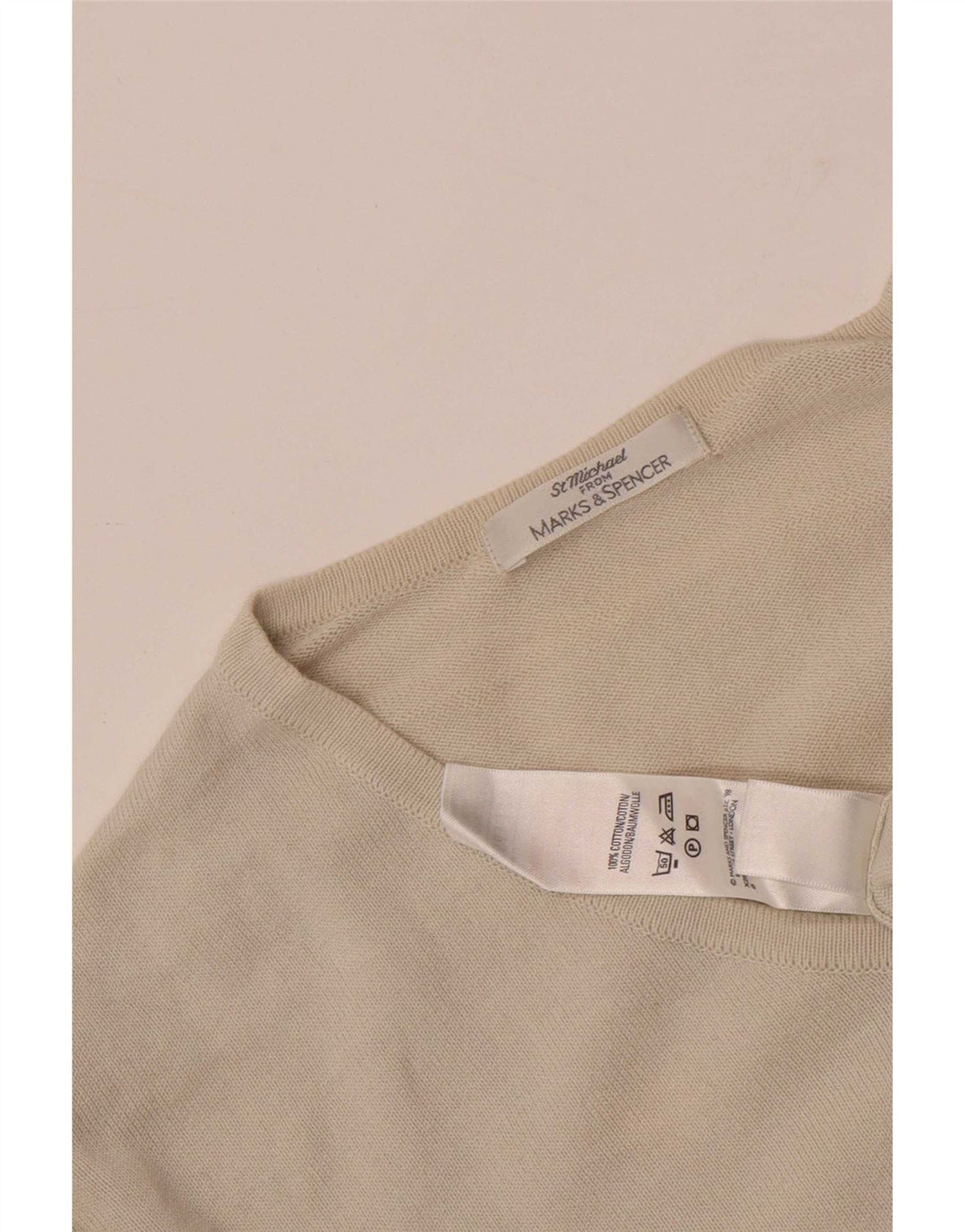 Marks & Spencer Hombre Top Manga Larga XL Algodón Beige
