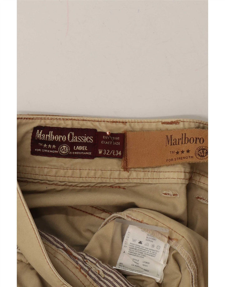 Marlboro Classics Pantalones cargo rectos para hombre W32 L34 Algodón caqui