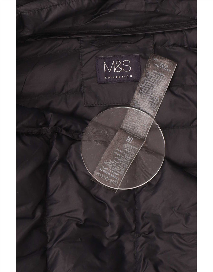 Marks & Spencer Abrigo acolchado con capucha para mujer UK 42 Mediano Poliamida negra