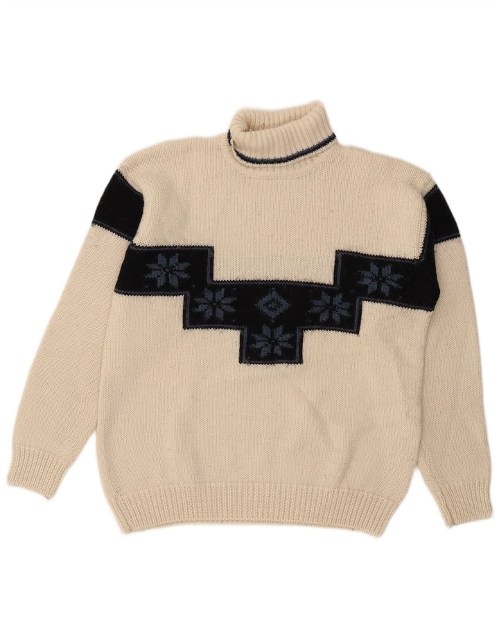 Knock Out Hombre Jersey Con Cuello Vuelto De Lana Color Block Blanco Medio