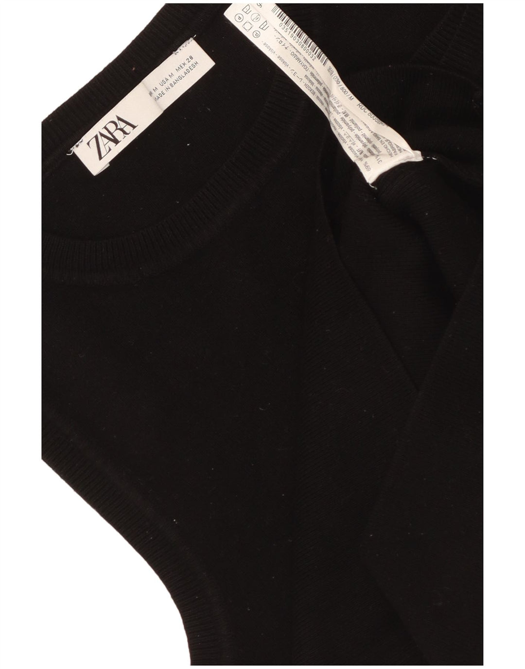 Zara Mujer Crop Vest Top UK 42 Medium Viscosa Negra