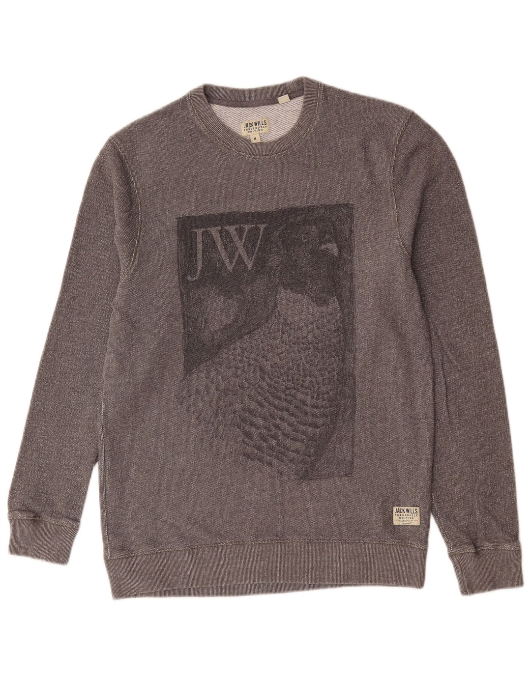 Jack Wills Hombre Sudadera Gráfica Jersey De Algodón Gris Medio