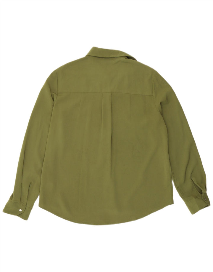 Topshop Blusa para mujer UK 10 Small Caqui Poliéster