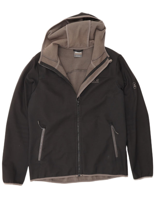Jack Wolfskin Chaqueta cortavientos con capucha para hombre UK 36/38 Medium Black Sports