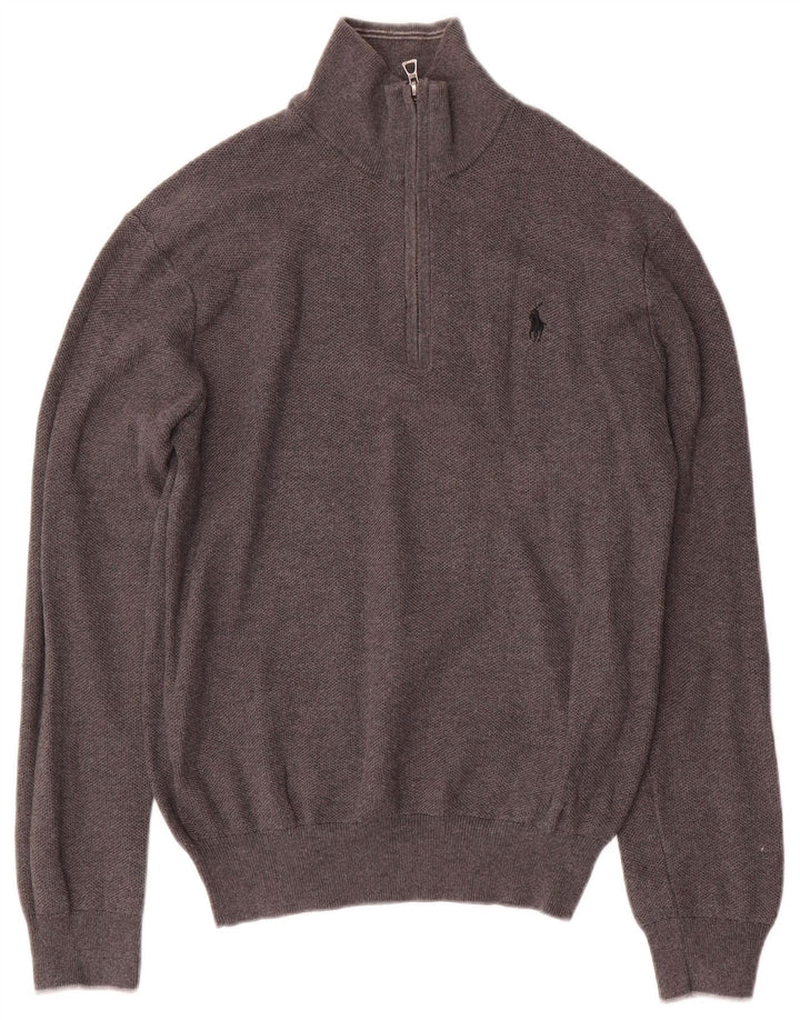 Polo Ralph Lauren - Jersey con cuello y cremallera para hombre, algodón gris medio