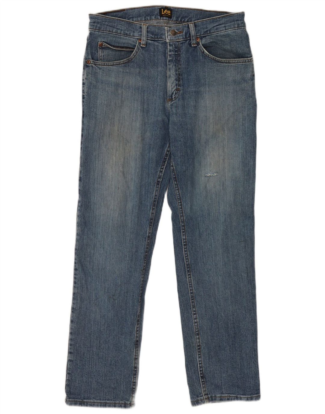 Lee Jeans Rectos De Corte Regular Desgastados Para Hombre W32 L30 Algodón Azul