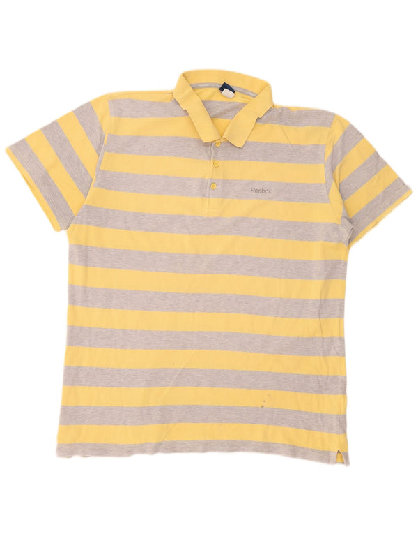 Polo Reebok Hombre XL Algodón Rayas Amarillo