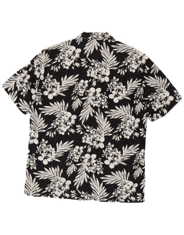 Jack & Jones Hombre Camisa De Manga Corta Grande De Algodón Floral Negro