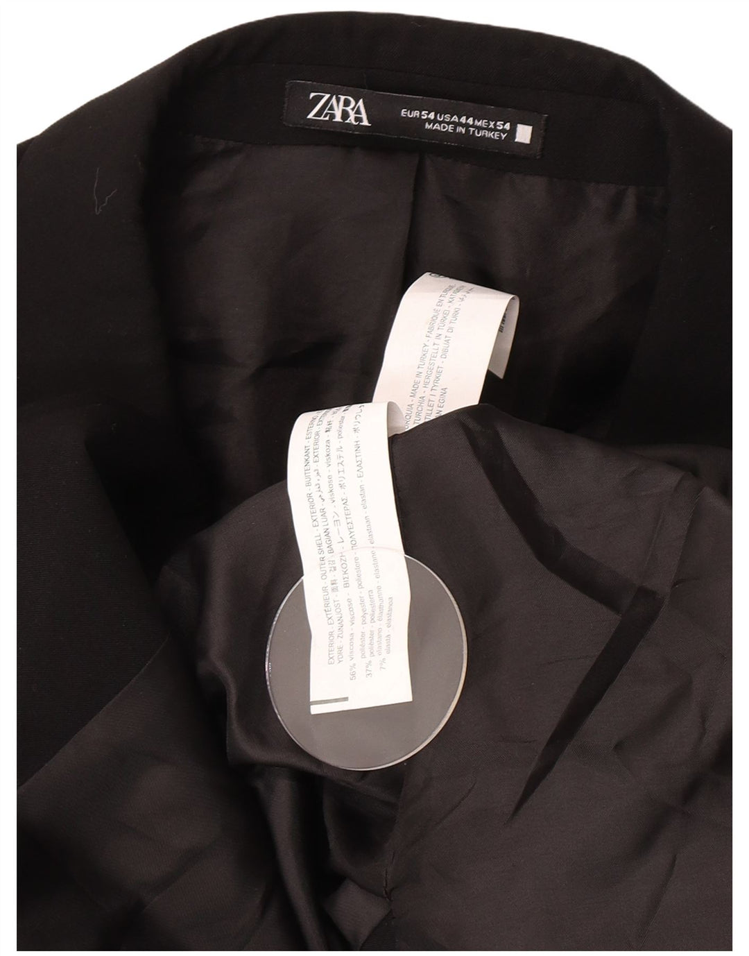 Zara Chaqueta Blazer De 2 Botones Para Hombre EU 54 XL Viscosa Negra