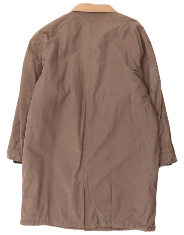 Vintage hombres acolchado abrigo Reino Unido 42 XL algodón gris