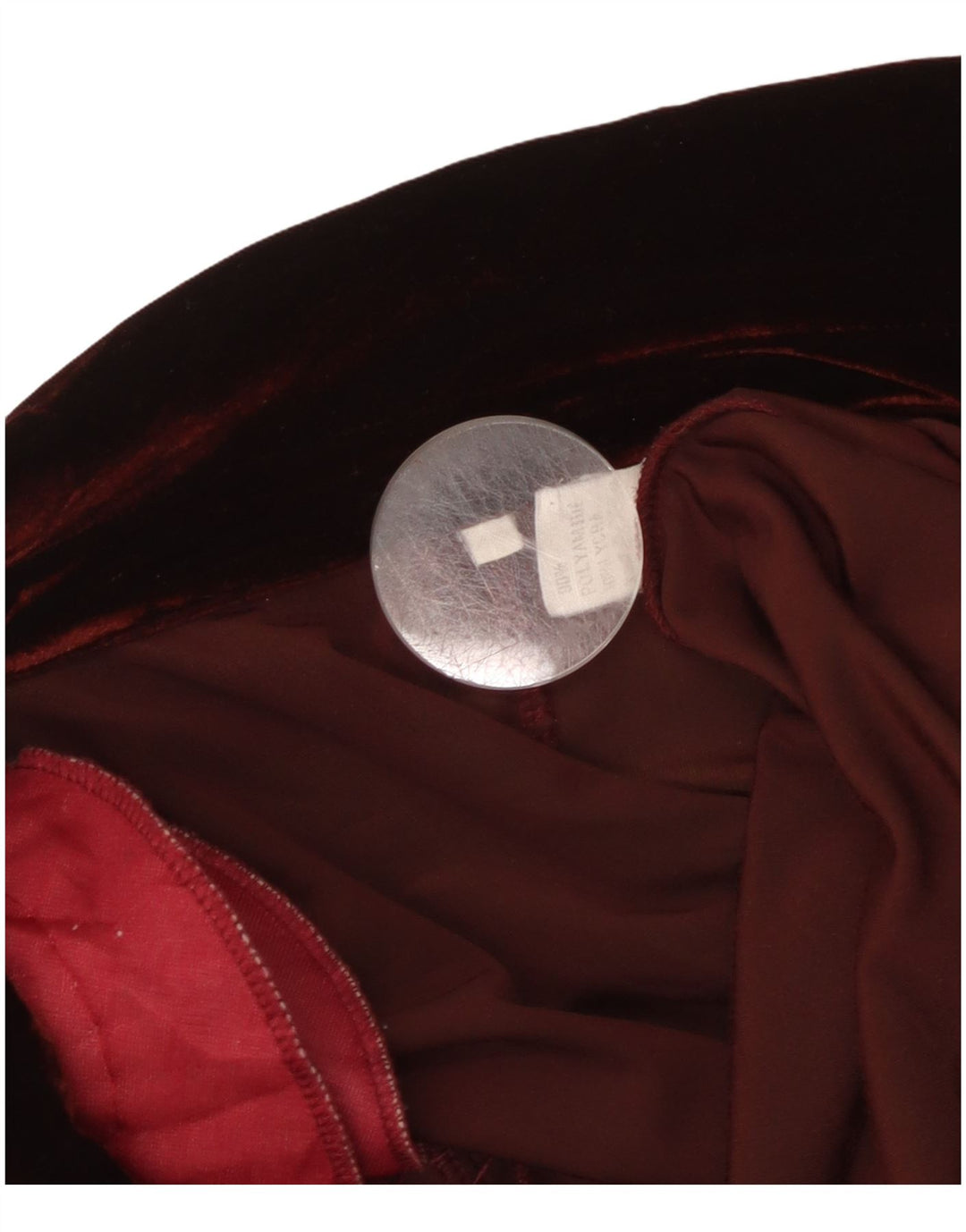 VINTAGE Mujer 3 Botones Velour Blazer Chaqueta Reino Unido 10 Pequeño Borgoña