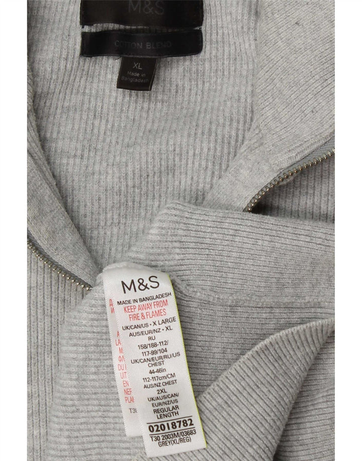 Marks & Spencer Jersey con cuello y cremallera para hombre XL Poliéster gris