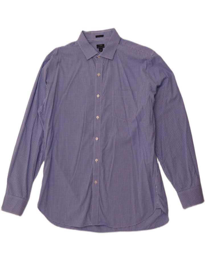 J. Crew Camisa elástica para hombre Talla 17 17/12 XL Azul Vichy