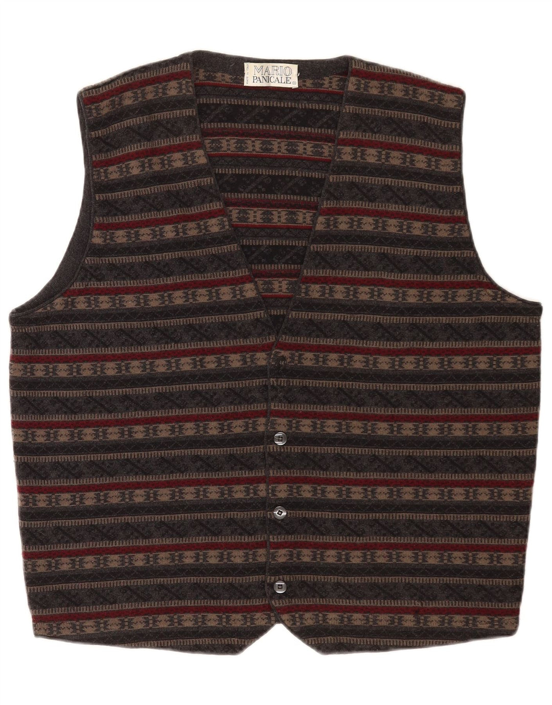 Vintage hombres punto chaleco medio gris Fair Isle lana virgen