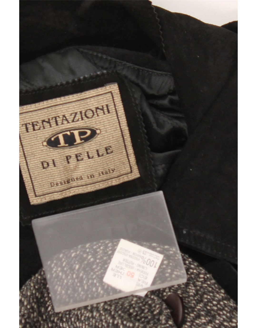 VINTAGE Chaqueta de ante para hombre IT 50 Cuero negro grande