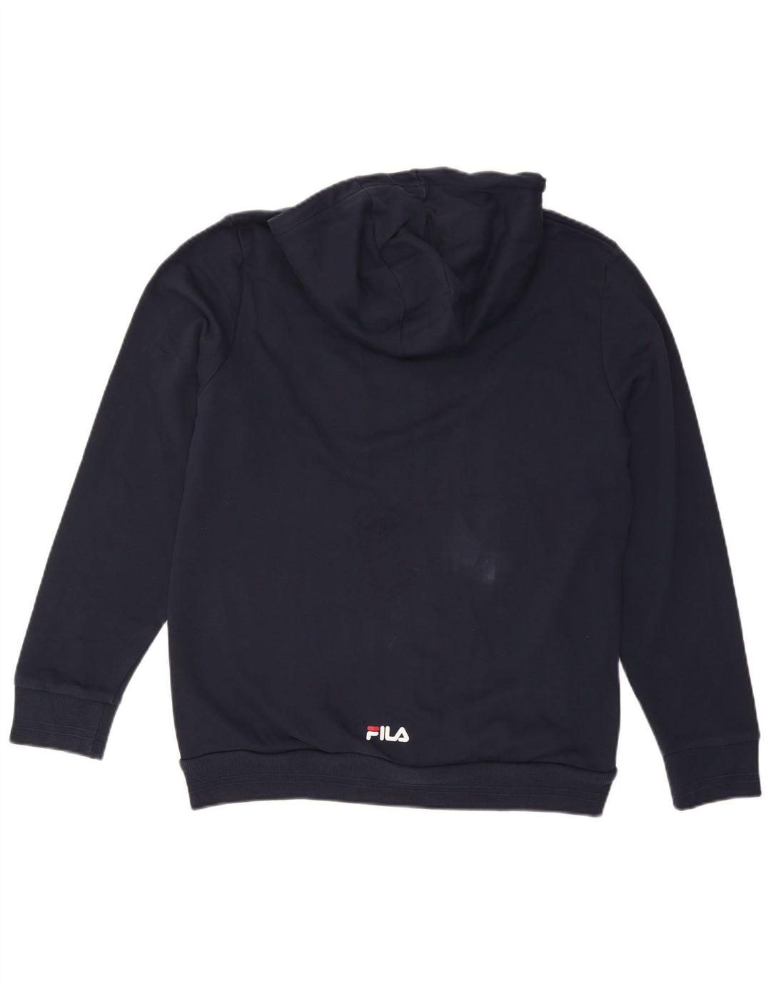 FILA Sudadera con capucha y cremallera gráfica para hombre, tamaño grande, algodón azul marino