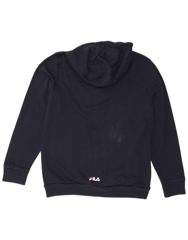FILA Sudadera con capucha y cremallera gráfica para hombre, tamaño grande, algodón azul marino