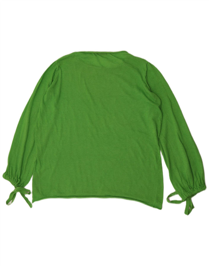 Zara Mujer Top Extragrande Manga Larga UK 40 Pequeño Poliéster Verde