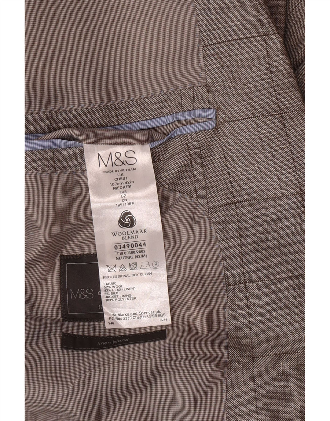 Marks & Spencer Chaqueta tipo blazer entallada para hombre UK 42 Large Grey Check
