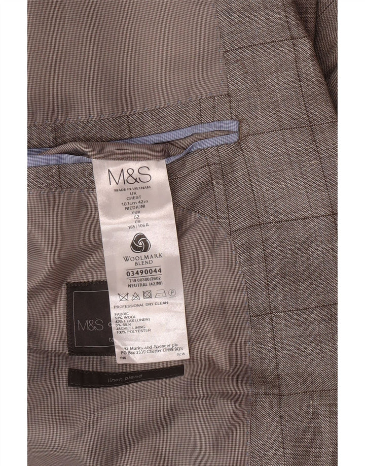Marks & Spencer Chaqueta tipo blazer entallada para hombre UK 42 Large Grey Check