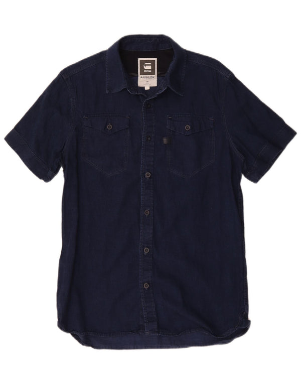 G-Star Hombre Camisa Vaquera De Manga Corta Grande Algodón Azul Marino