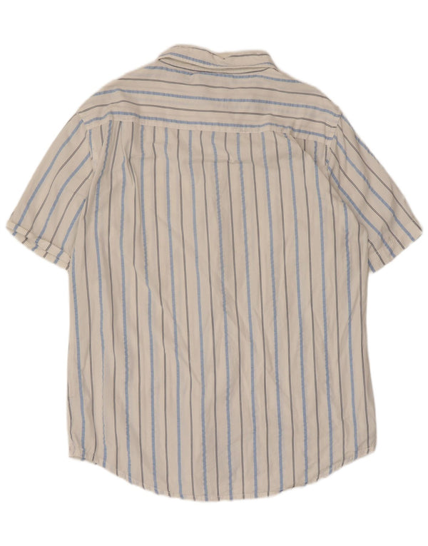 Fila Camisa de manga corta para hombre, talla grande, blanca, a rayas