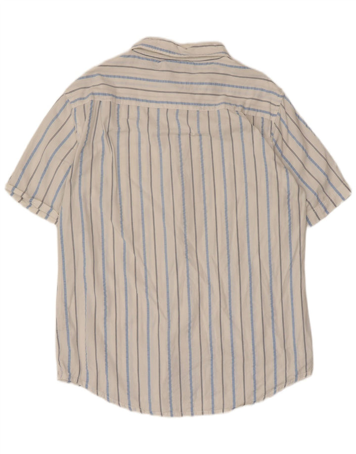 Fila Camisa de manga corta para hombre, talla grande, blanca, a rayas