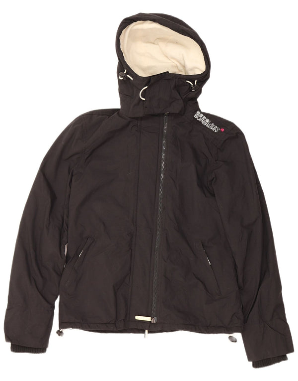 SUPERDRY Chaqueta cortavientos con capucha para mujer, talla 44, talla M, color negro