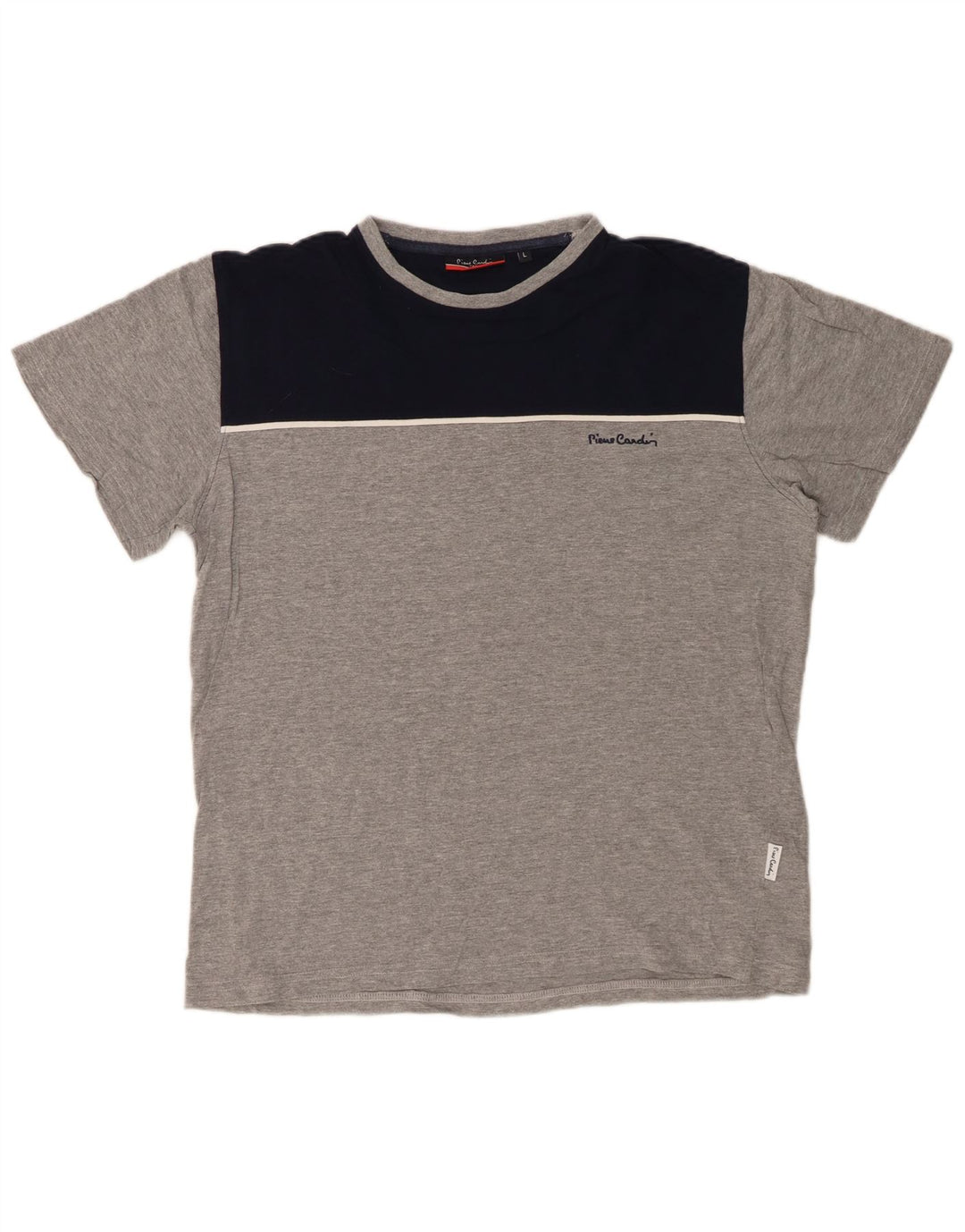 PIERRE CARDIN Camiseta Hombre Top Grande Gris Colorblock Algodón