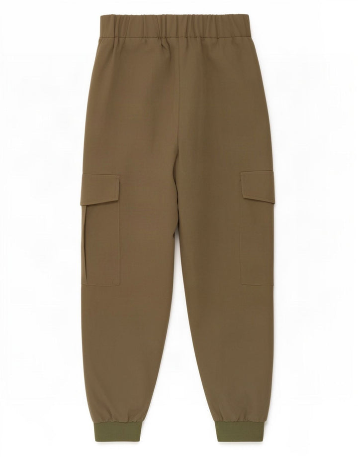 Zara Mujer Joggers Pantalones Cargo Pequeño W26 L26 Poliéster Caqui