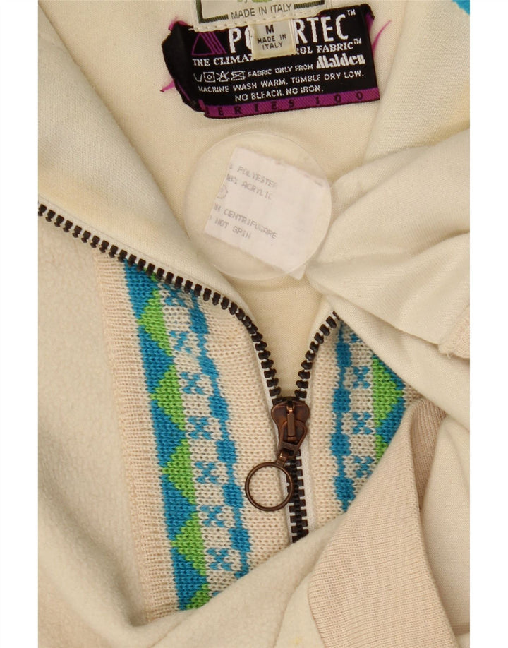 Silvy Hombre Polartec Zip Neck Fleece Jumper Medium Beige Fair Isle Poliéster