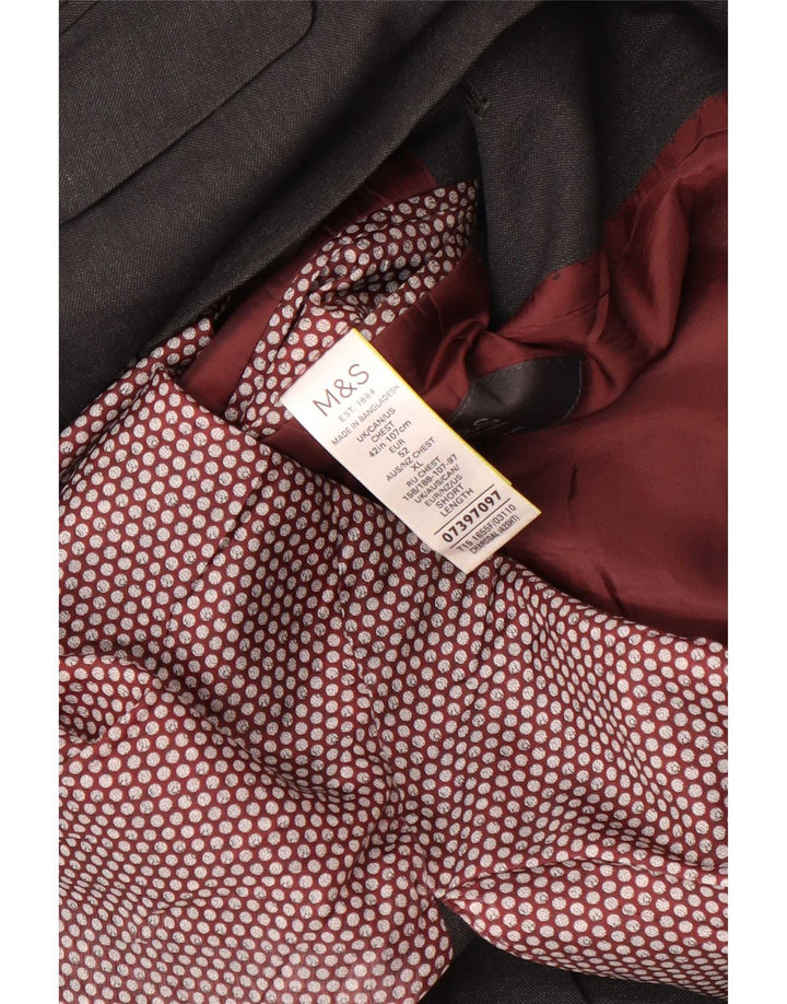 Marks & Spencer Mens 2 Button Blazer Jacket UK 42 Large Grey Polyester