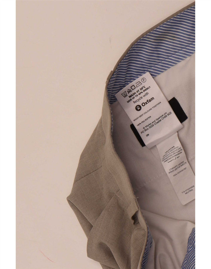 Marks & Spencer Pantalón de traje recto para hombre W38 L33 Poliéster beige