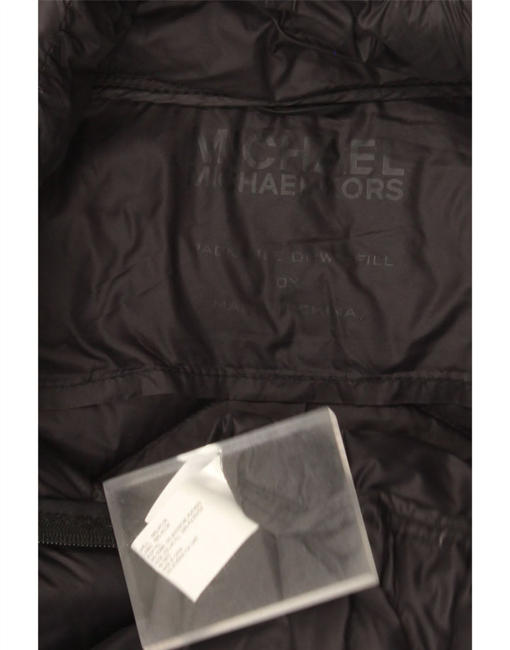 Michael Kors Abrigo acolchado con capucha para mujer UK 46 Large Nylon negro