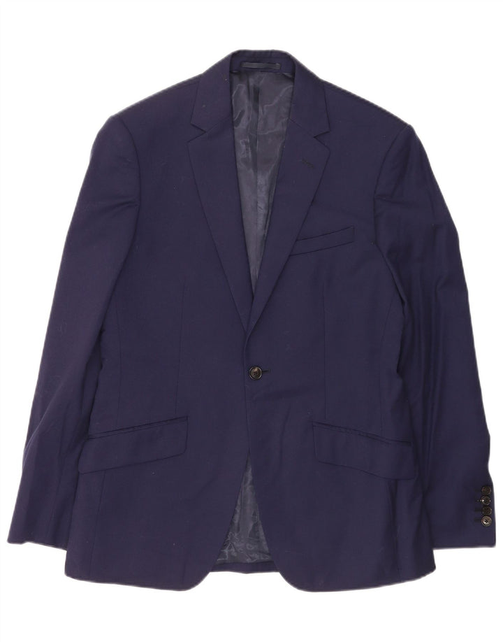 Reiss Chaqueta tipo blazer de 1 botón para hombre UK 38 Mediana lana azul marino