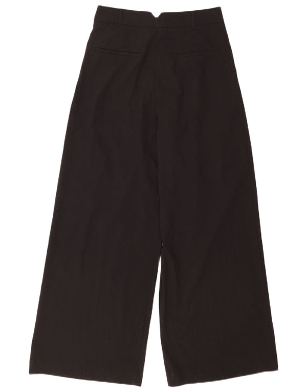 Zara Pantalones Casuales De Pierna Ancha Y Cintura Alta Para Mujer Pequeños W26 L31 Negro