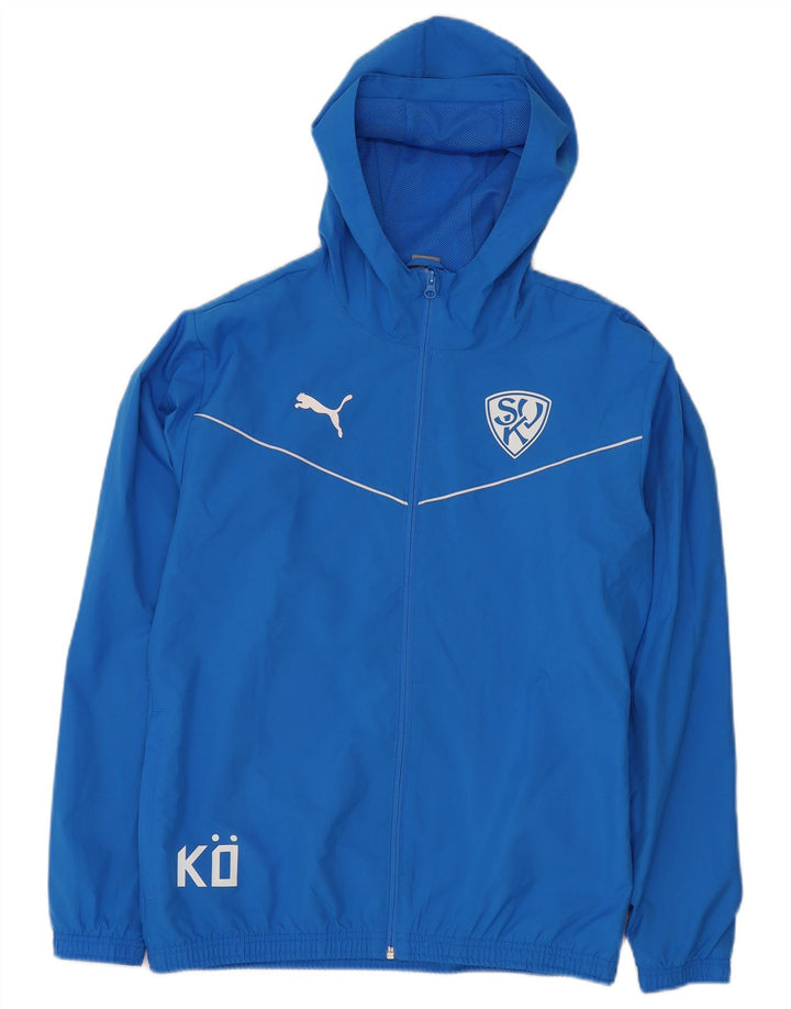 PUMA Chaqueta superior de chándal con capucha y gráfico para hombre Poliéster azul medio