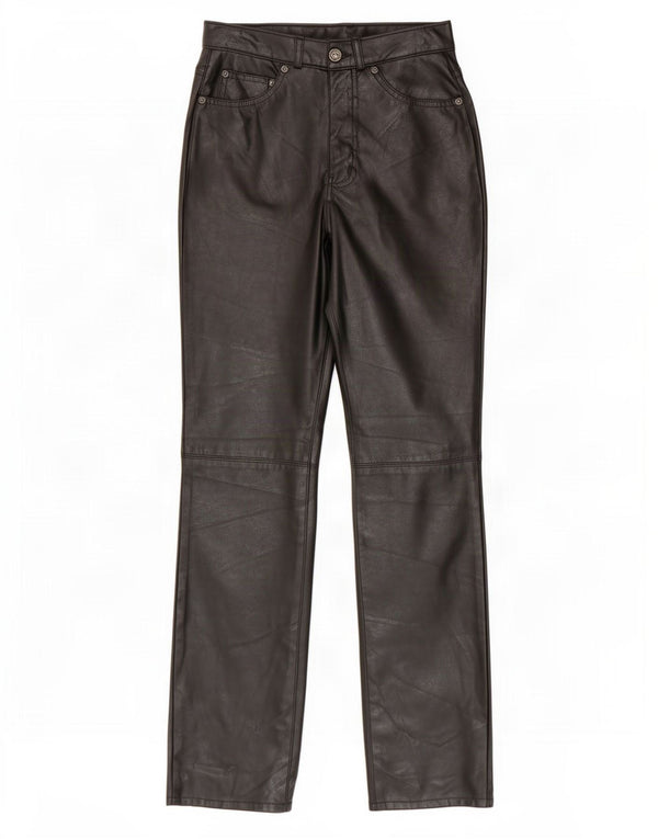 Marks & Spencer Pantalones largos de piel sintética para mujer UK 8 Small W26 L32 Negro