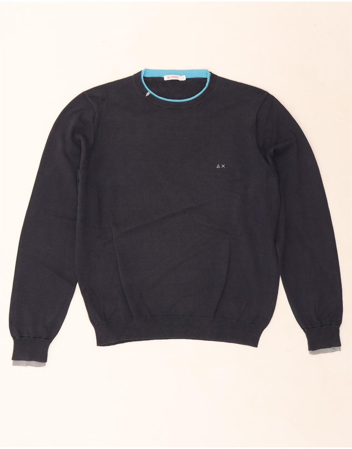 Sun68 - Jersey de cuello redondo para hombre, talla pequeña, algodón azul marino